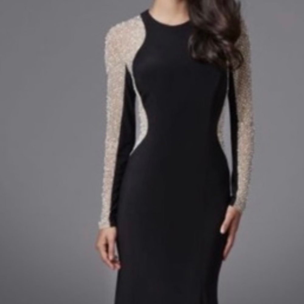 XSCAPE Beaded Illusion Dress - Size 4P